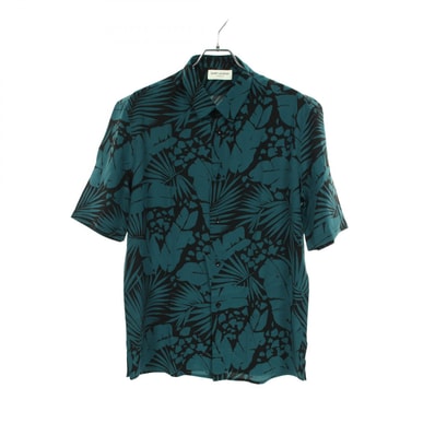 サンローランパリ SAINT LAURENT PARIS 総柄 半袖 衣料品 トップス シルク メンズ グリーン系 / ブラック系 601070 【中古】