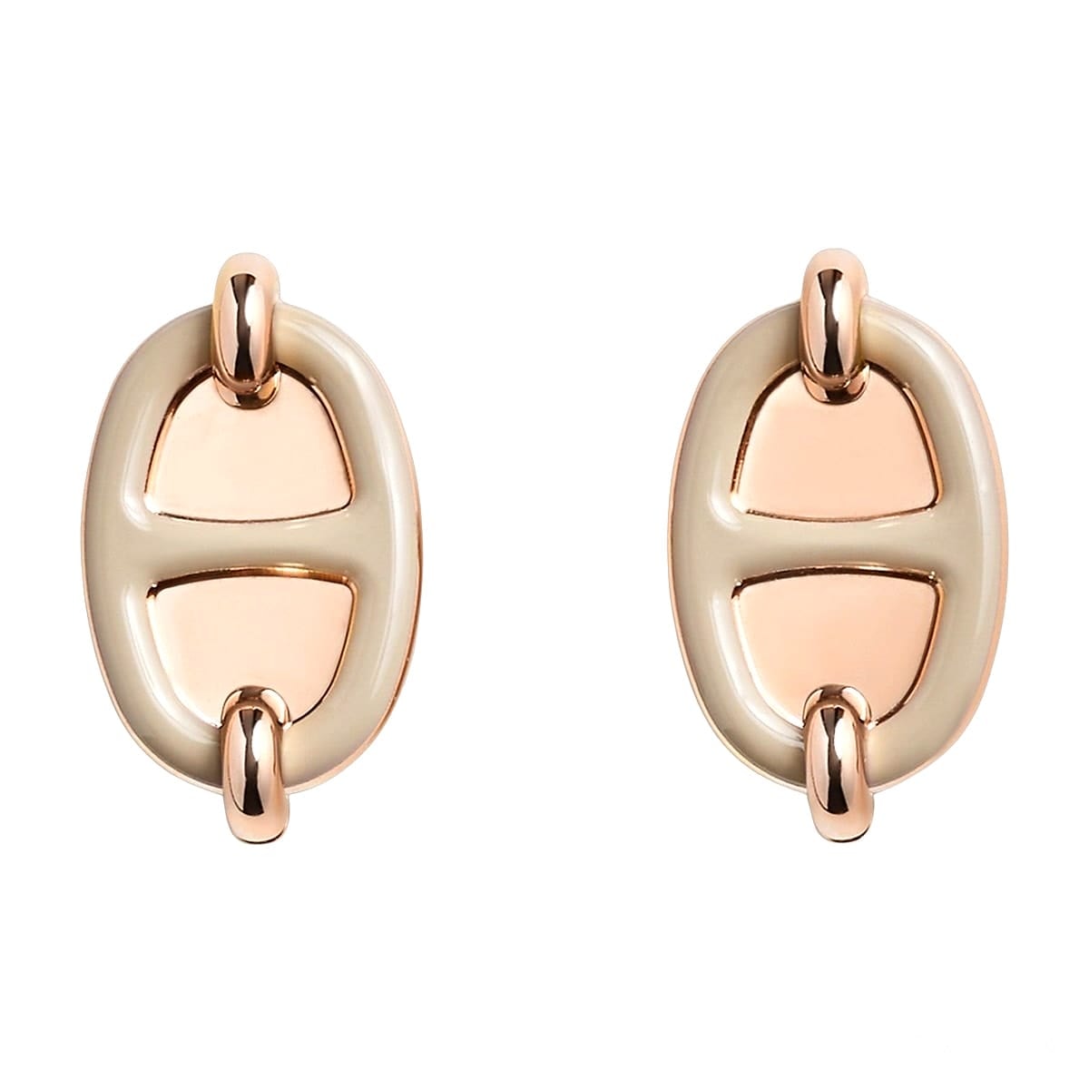 HERMES エルメス ピアス ミニ マイヨン マロングラッセ ローズゴールドプレーテッド/ラッカー 新品