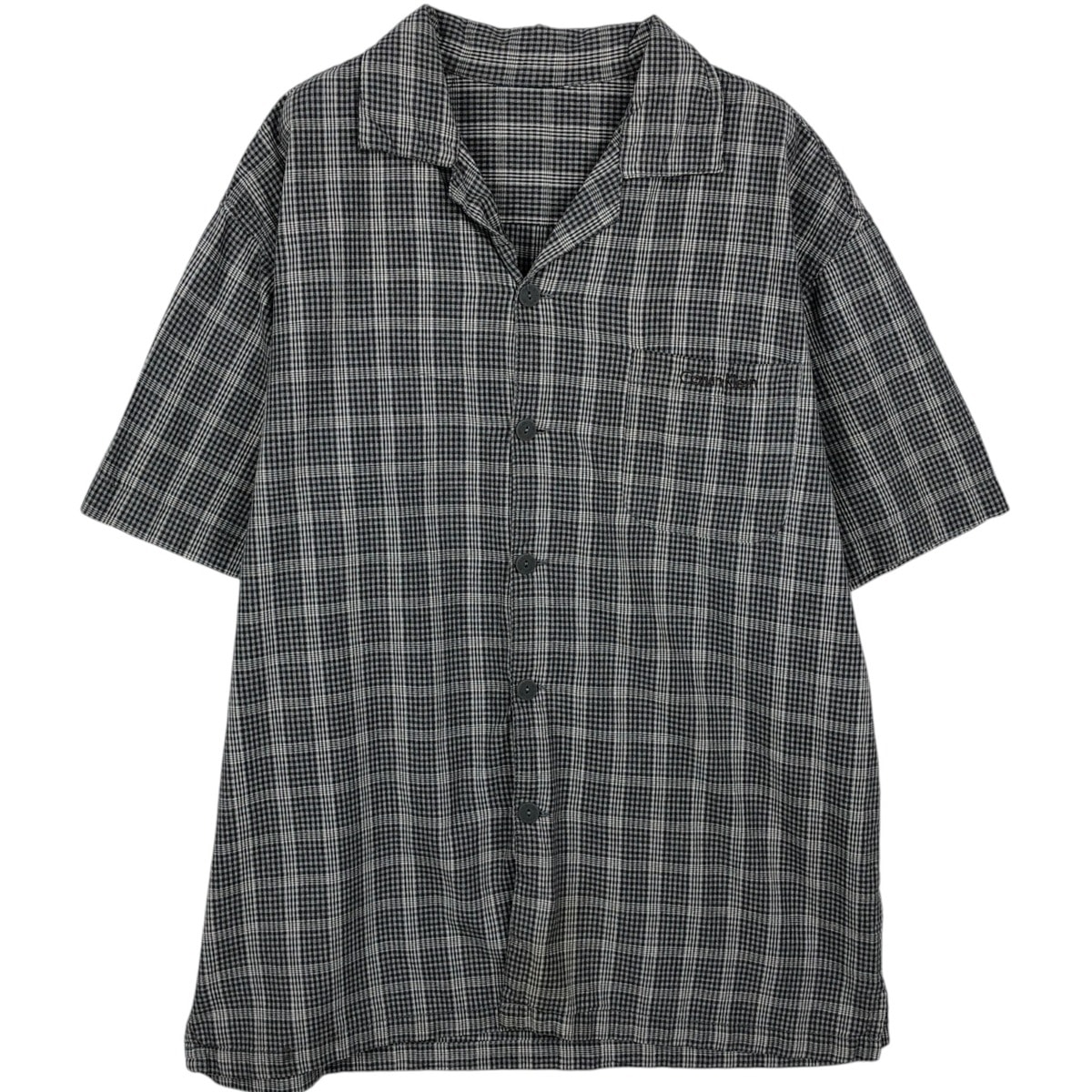 古着 カルバンクライン Calvin klein チェック柄 半袖 オープンカラー コットンシャツ ボックスシャツ メンズL相当/eaa634337