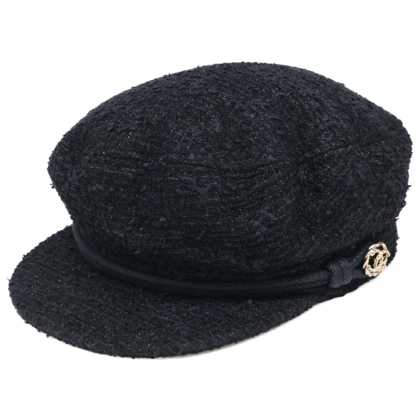 シャネル 【美品/国内正規】ココマーク ツイード キャスケット M