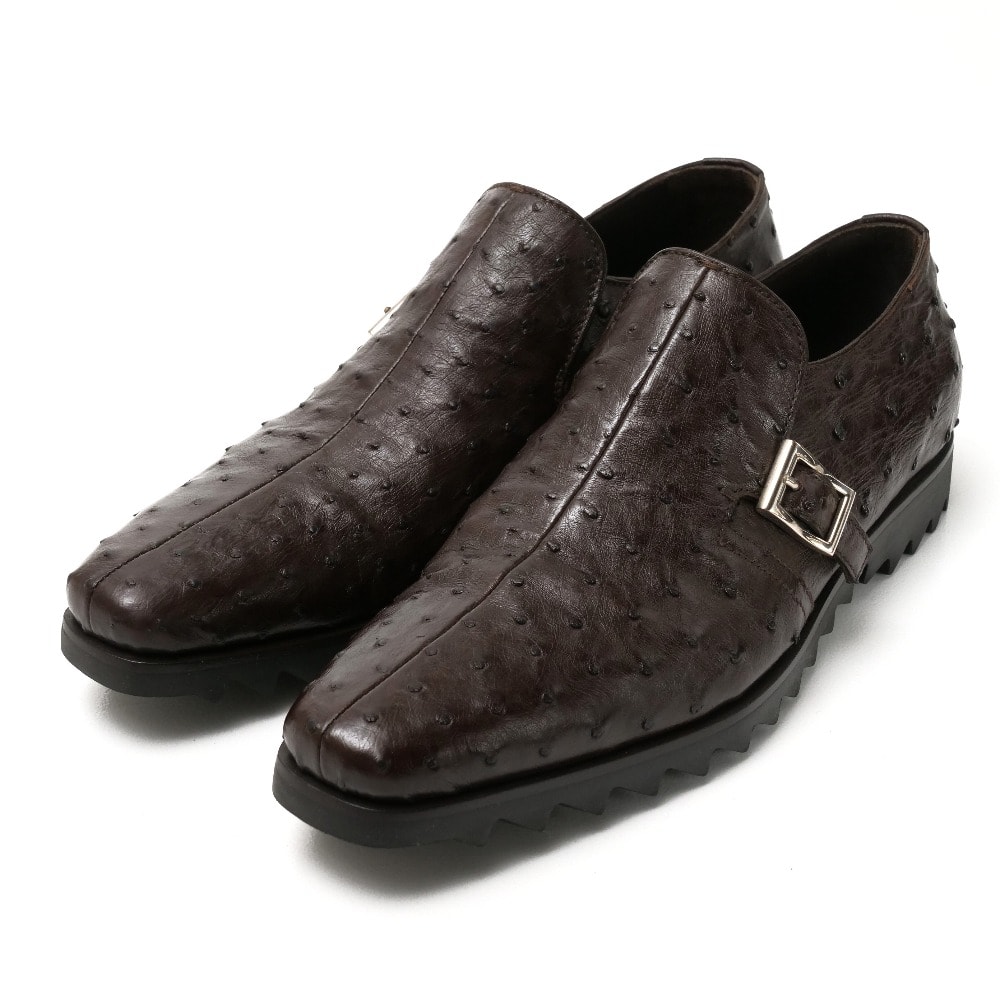 ■美品■PRADA プラダ ドレスシューズ サイズ6 オーストリッチレザー モンクストラップ ブランド古着【中古】20260515/RA9447