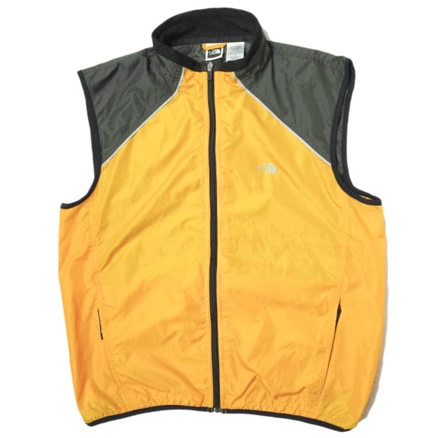 THE NORTH FACE ザ・ノースフェイス リップストップナイロン ジップアップベスト L イエロー STOW POCKET トップス g14341