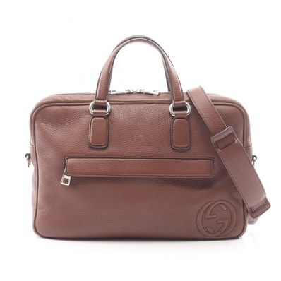 グッチ GUCCI インターロッキングG 2WAY ブリーフケース バッグ レザー メンズ ブラウン系 359266 【中古】