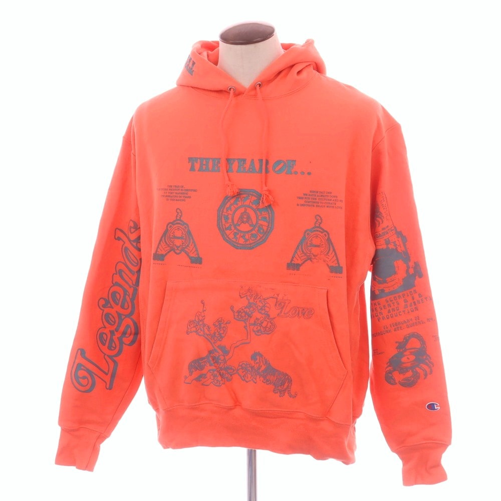 【中古】チャンピオン Champion コットンポリエステル プルオーバー パーカー オレンジ【サイズXL】【メンズ】