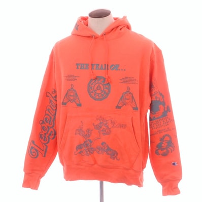 【中古】チャンピオン Champion コットンポリエステル プルオーバー パーカー オレンジ【サイズXL】【メンズ】