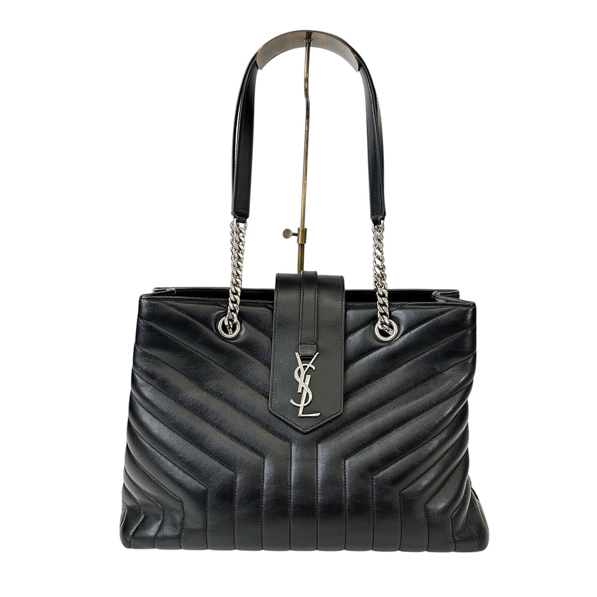 SAINT LAURENT サンローラン レザー チェーントートバッグ 454203 ブラック  レディース【中古】