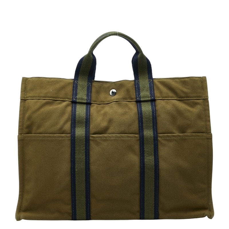 エルメス フールトゥMM トートバッグ ハンドバッグ グリーン キャンバス レディース HERMES 【中古】