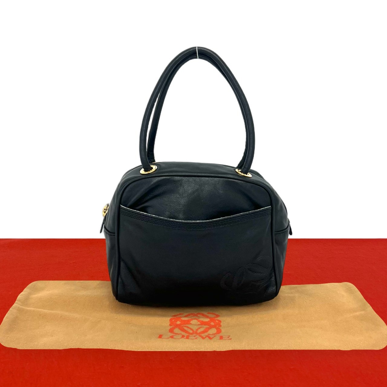LOEWE ロエベ アナグラム レザー ハンドバッグ ブラック
33586