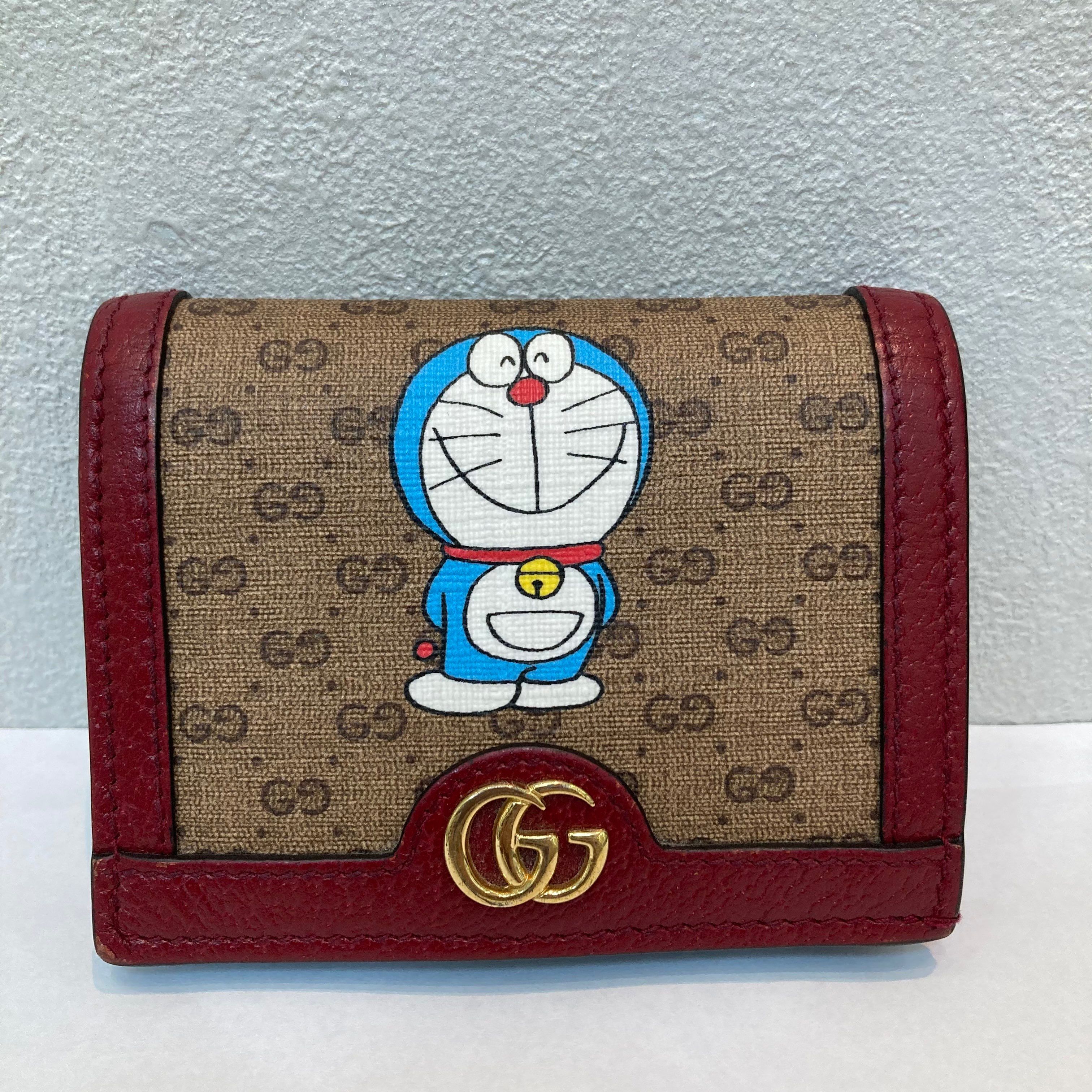 GUCCI x Doraemon GG Supreme Canvas Mini Wallet "Beige/Ebony/Cherry Red"