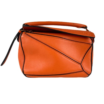 ロエベ LOEWE ショルダーバッグ パズル ミニ レザー オレンジ レディース【中古】 z8392