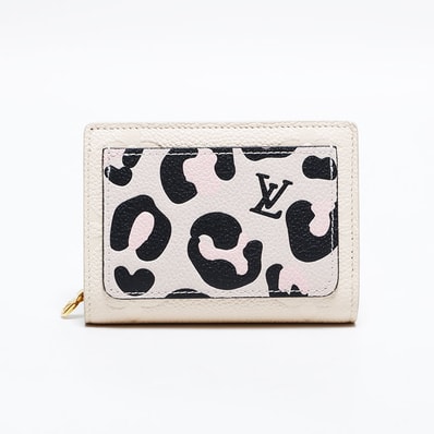 ヴィトン LV ポルトフォイユ・クレア モノ・アンプラント クレーム レオパード 三つ折り財布【中古】