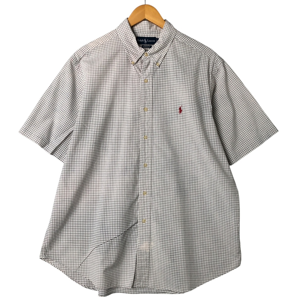 古着 ラルフローレン Ralph Lauren CLASSIC FIT クラシックフィット 半袖 ボタンダウン チェックシャツ メンズXL相当/eaa550514