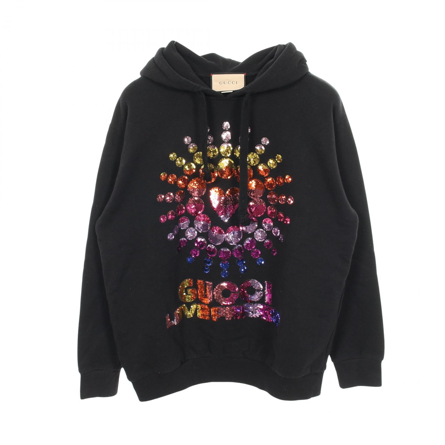 グッチ GUCCI LOVE PARADE パーカー 衣料品 トップス コットン メンズ ブラック系 / マルチカラー 【中古】