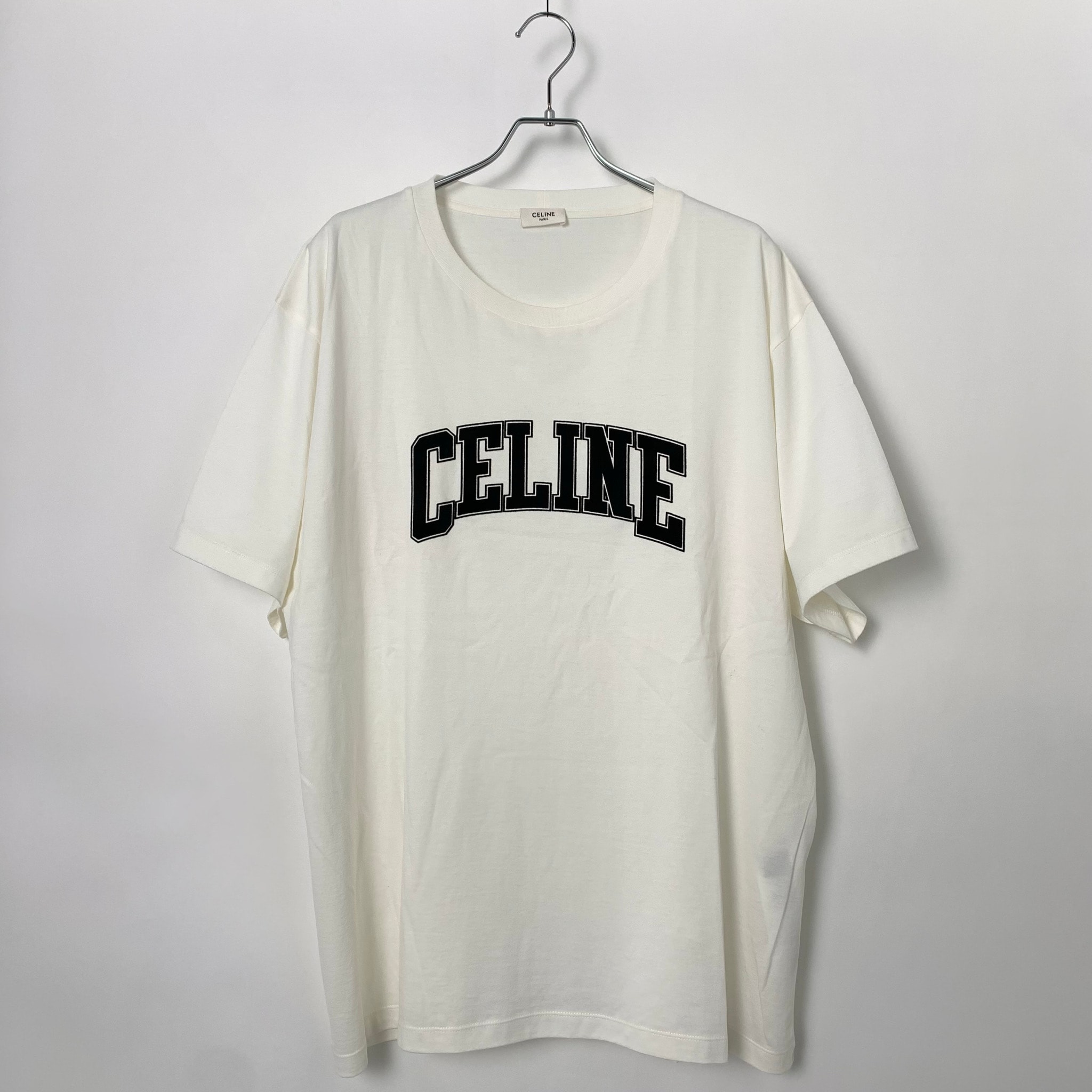 CELINE フロッキープリント ロゴTシャツ White