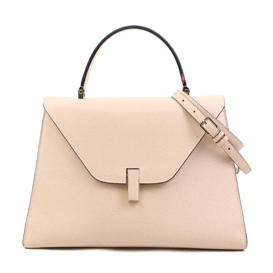 ヴァレクストラ Valextra ハンドバッグ ショルダーバッグ ラージ イジィデ レザー ピンクベージュ レディース【中古】 90115a