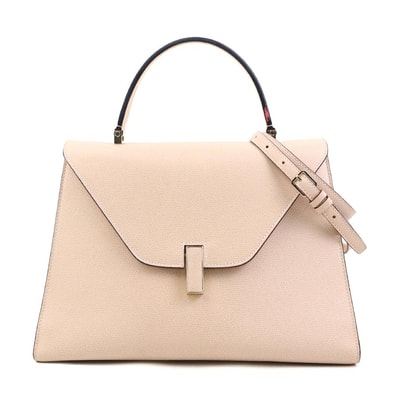 ヴァレクストラ Valextra ハンドバッグ ショルダーバッグ ラージ イジィデ レザー ピンクベージュ レディース【中古】 90115a