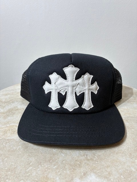 Chrome Hearts Cemetery Cross Mesh Cap (Scroll Label) "Black/White"