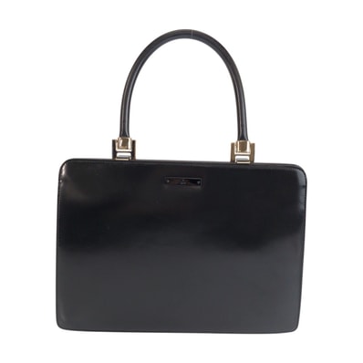 美品 GUCCI グッチ ブラック 黒 シルバー金具 レザー ハンドバッグ バニティバッグ 601352 【中古】