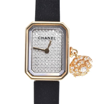 シャネル CHANEL H6362 プルミエールカメリアコレクション 前面ダイヤ クォーツ レディース 美品 D#147065