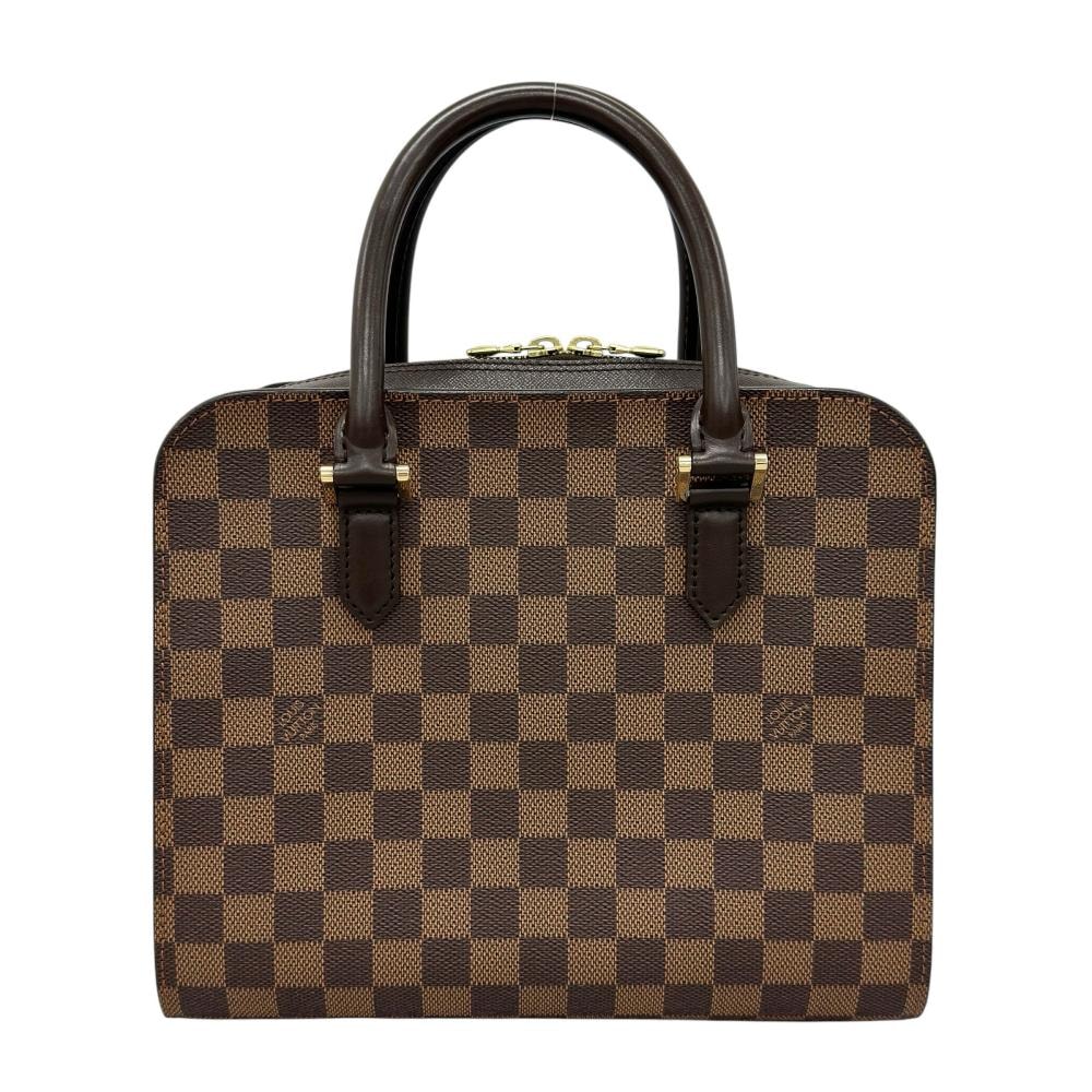 LOUIS VUITTON ルイヴィトン ハンドバッグ ダミエ・エベヌ トリアナ ダブルファスナー N51155 ダミエキャンバス    ブラウン 茶 ゴールド金具 レディース【中古品】