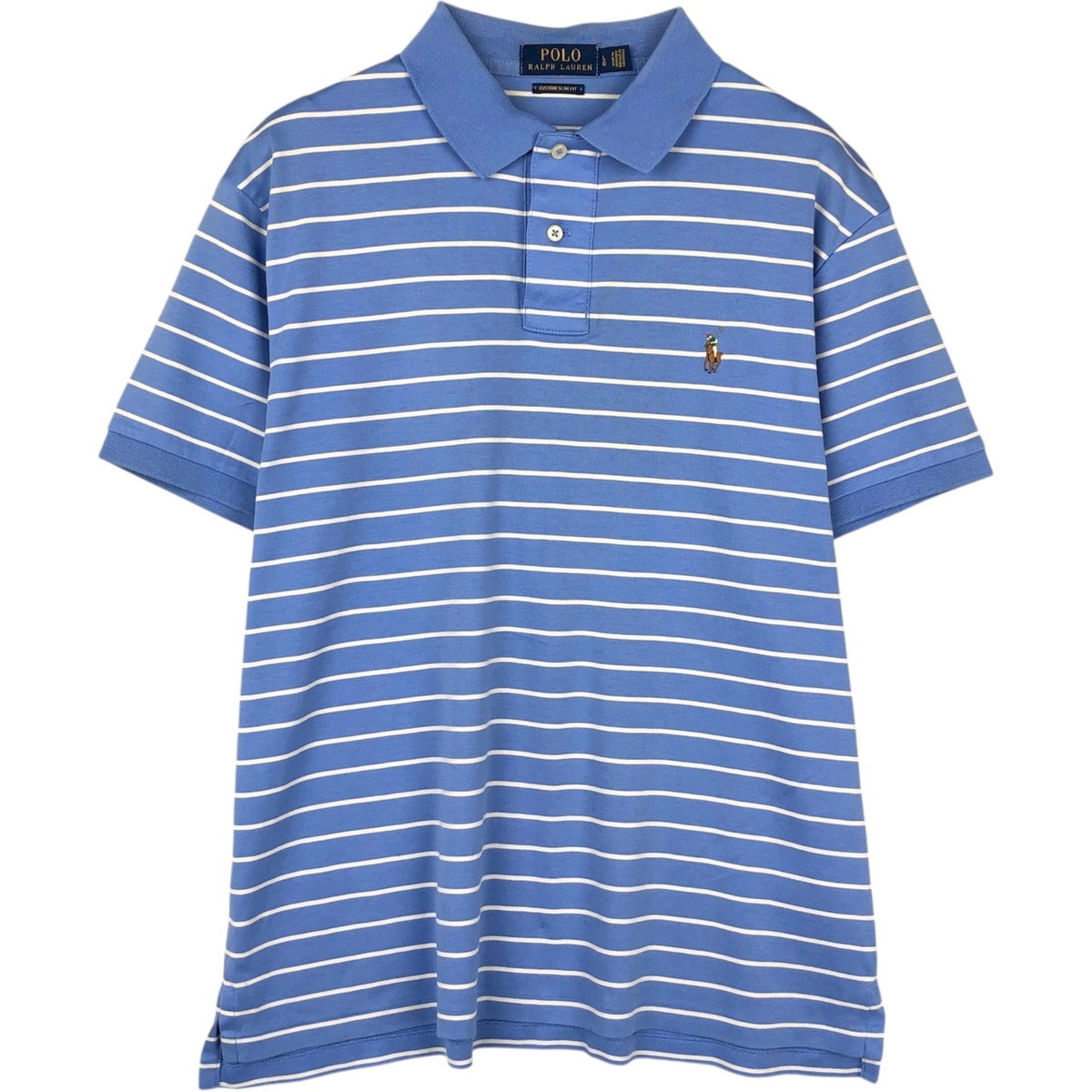 古着 ラルフローレン Ralph Lauren POLO RALPH LAUREN CUSTOM SLIM FIT 半袖 ボーダー ポロシャツ メンズL相当/eaa653602