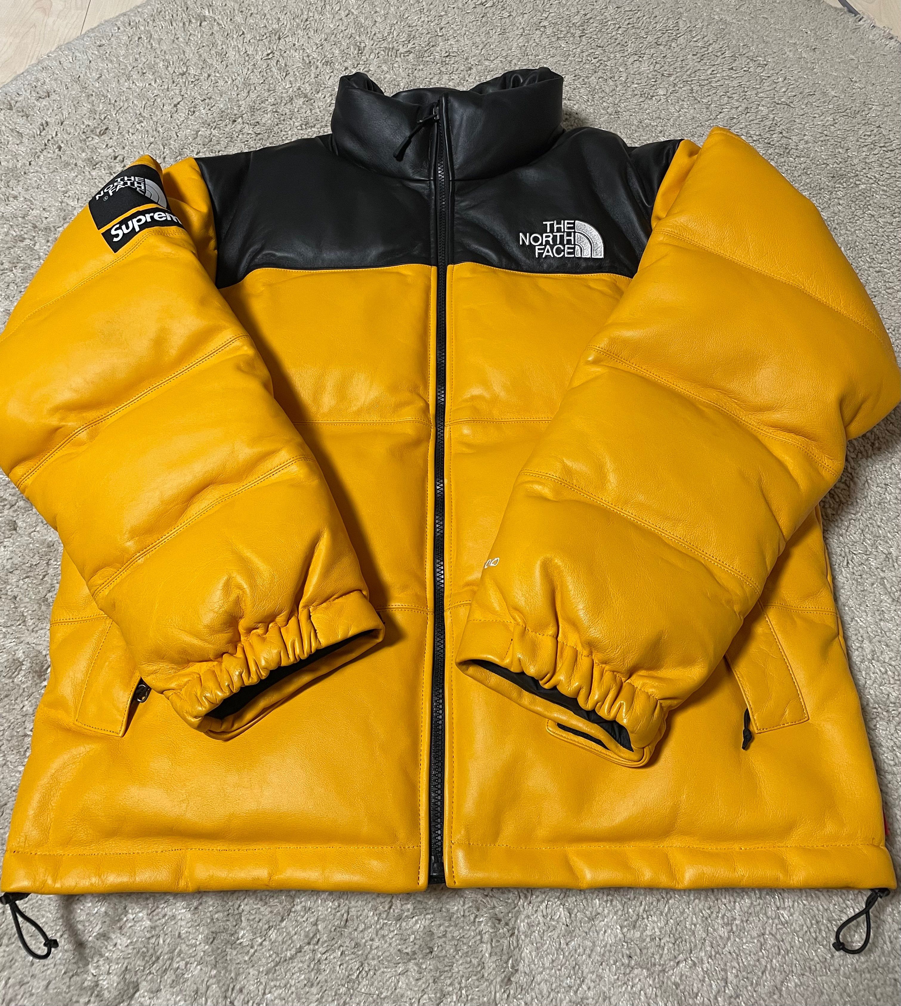 Supreme x The North Face Leather Nuptse Jacket "Yellow"