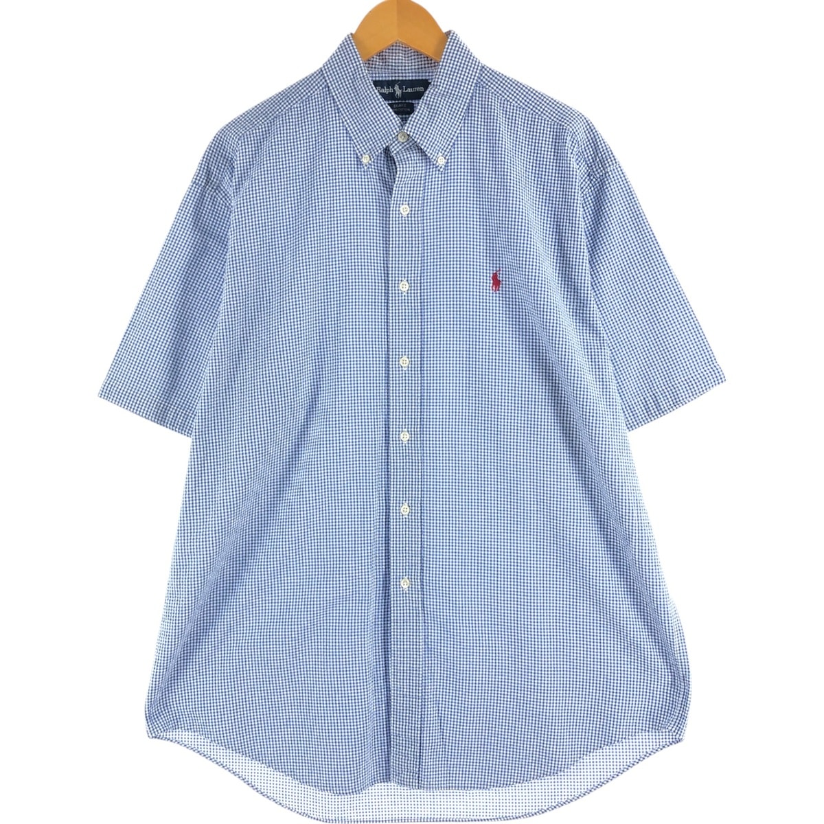 古着 ラルフローレン Ralph Lauren ギンガムチェック 半袖 ボタンダウン チェックシャツ メンズL相当/eaa564005