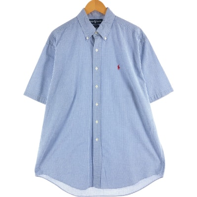 古着 ラルフローレン Ralph Lauren ギンガムチェック 半袖 ボタンダウン チェックシャツ メンズL相当/eaa564005