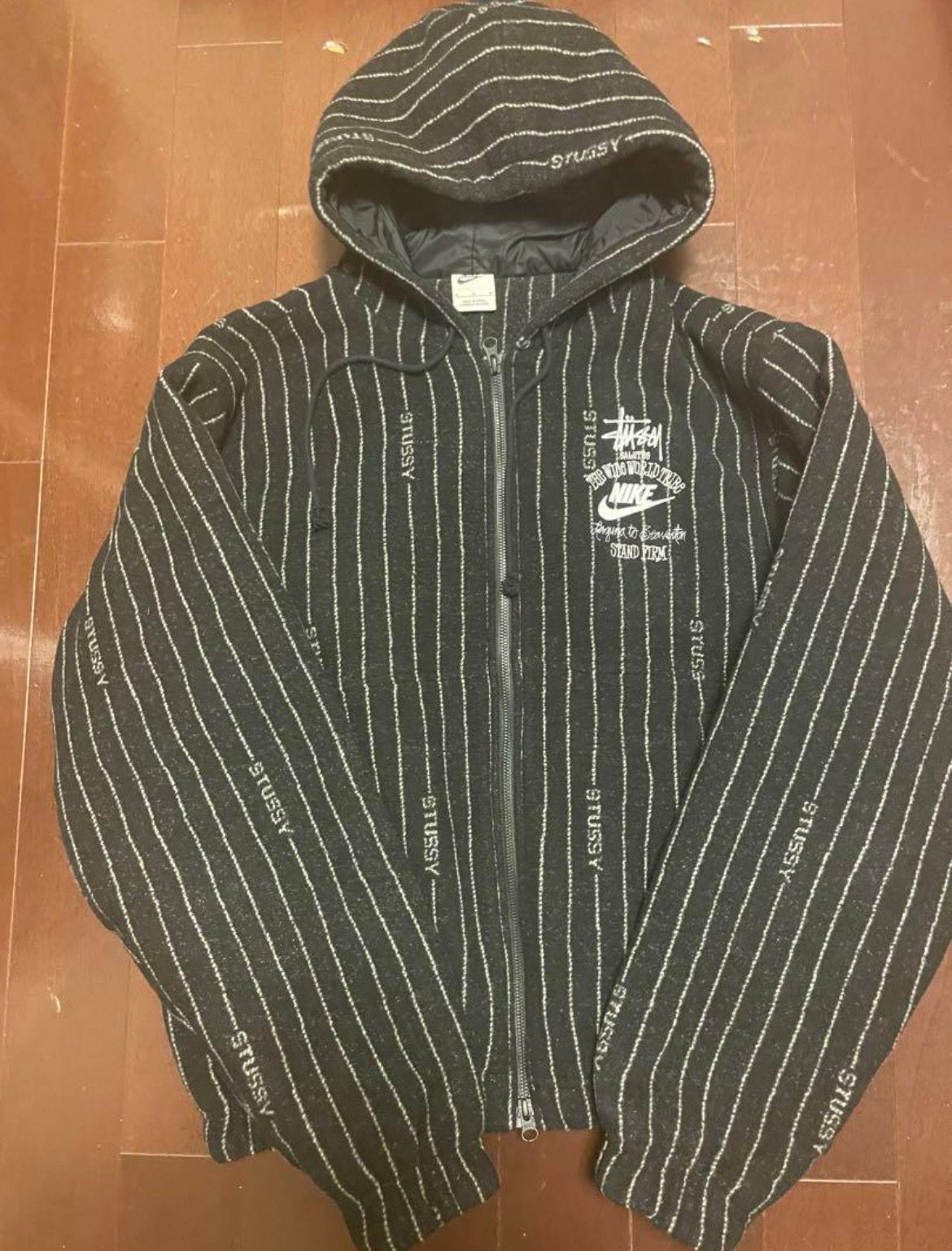 Stussy x Nike Striped Wool Jacket "Black"