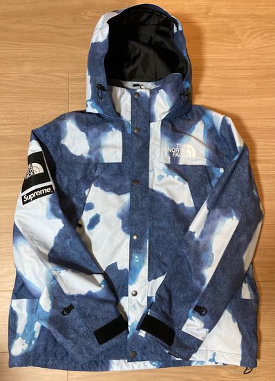 Supreme x The North Face Bleached Denim Print Mountain Jacket "Indigo"