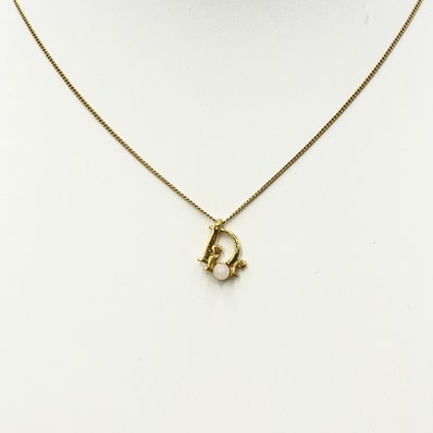 Christian Dior(クリスチャンディオール)CDロゴ ネックレス ゴールドカラー フェイクパール レディース ヴィンテージ【中古】