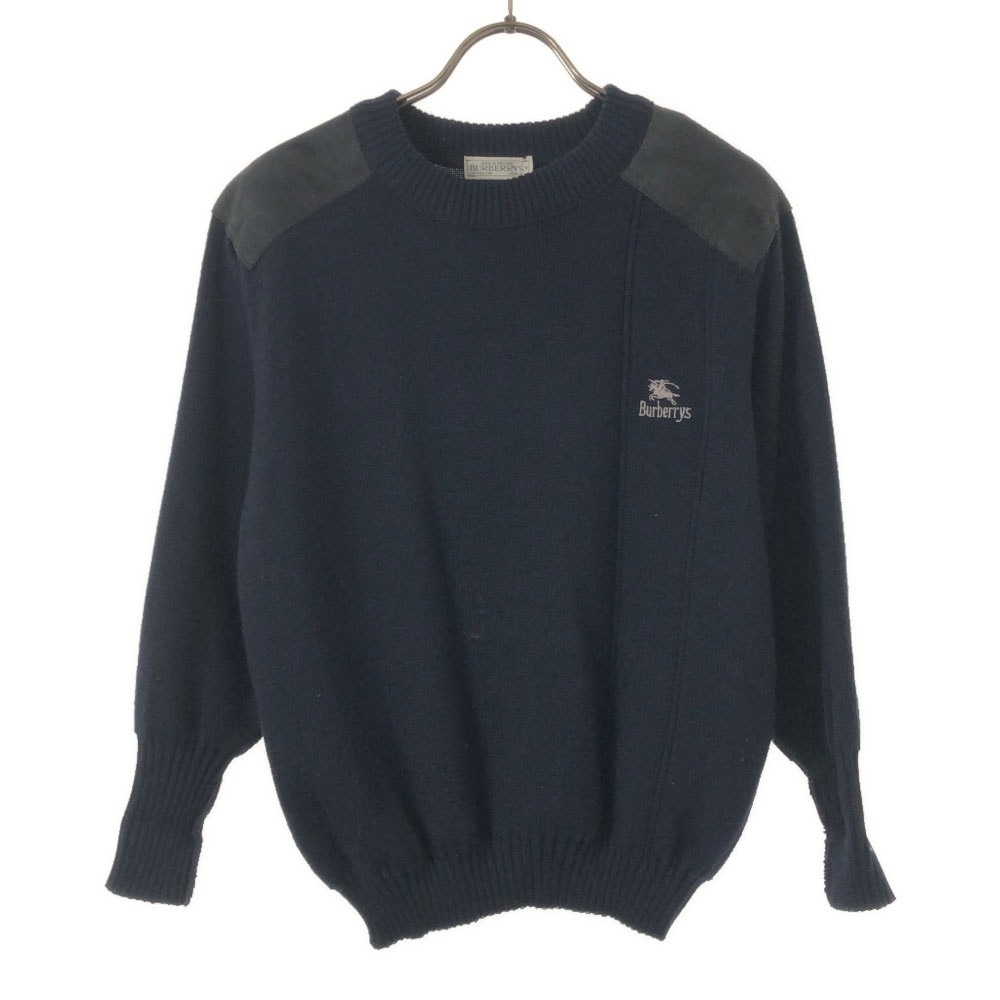 Burberrys バーバリーズ 80s 90s 英国製 ウールブレンド 長袖 コンバットニット セーター 134/140 ニット エルボーパッチ オールド