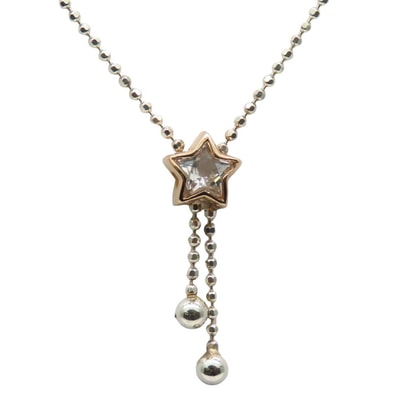 【中古】 クレージュ ネックレス スターリングシルバー K18 ラインストーン シルバー スター 星 アクセサリー レディース 女性 courreges
