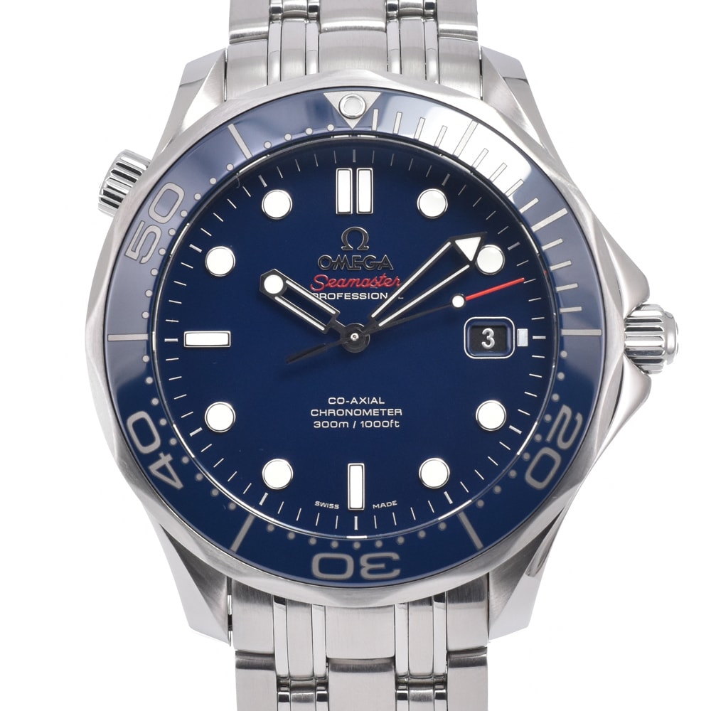オメガ OMEGA 212.30.41.20.03.001 シーマスター ダイバー 300m ブルー 自動巻き メンズ 美品 保証書付き 腕時計 L#151089