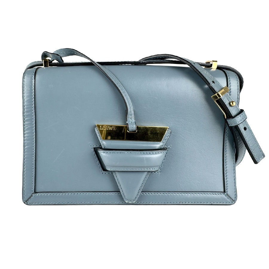 ロエベ LOEWE ショルダーバッグ バルセロナ レザー ブルー レディース【中古】 z8996