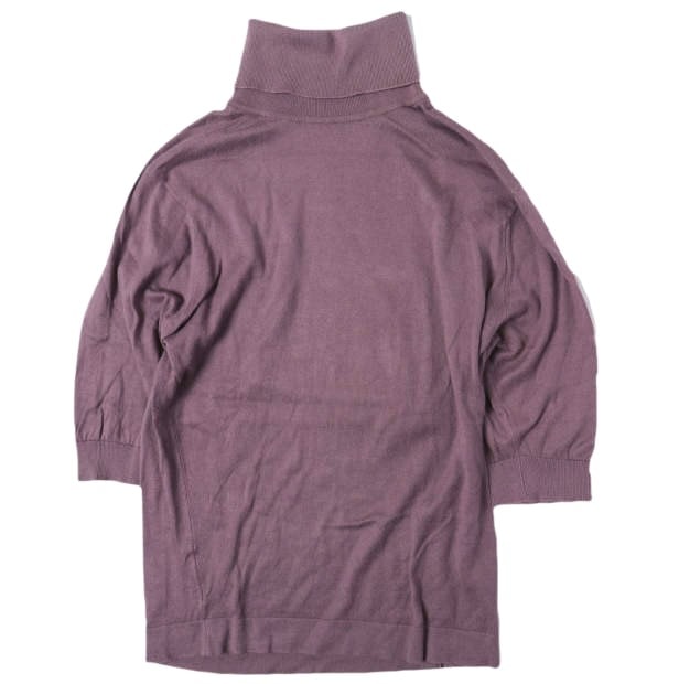 JOHN SMEDLEY ジョンスメドレー イギリス製 ハイゲージコットンタートルネックニット S PURPLE セーター 五分袖 トップス g27366