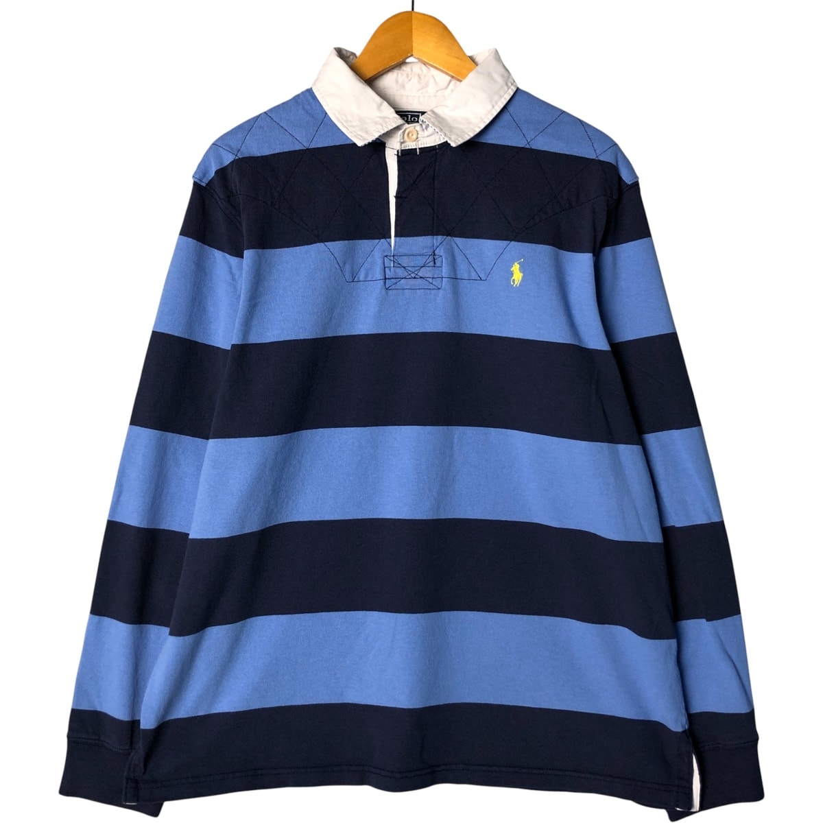 古着 ラルフローレン Ralph Lauren CUSTOM FIT ボーダー柄 長袖 ラガーシャツ メンズXL相当/eaa586583