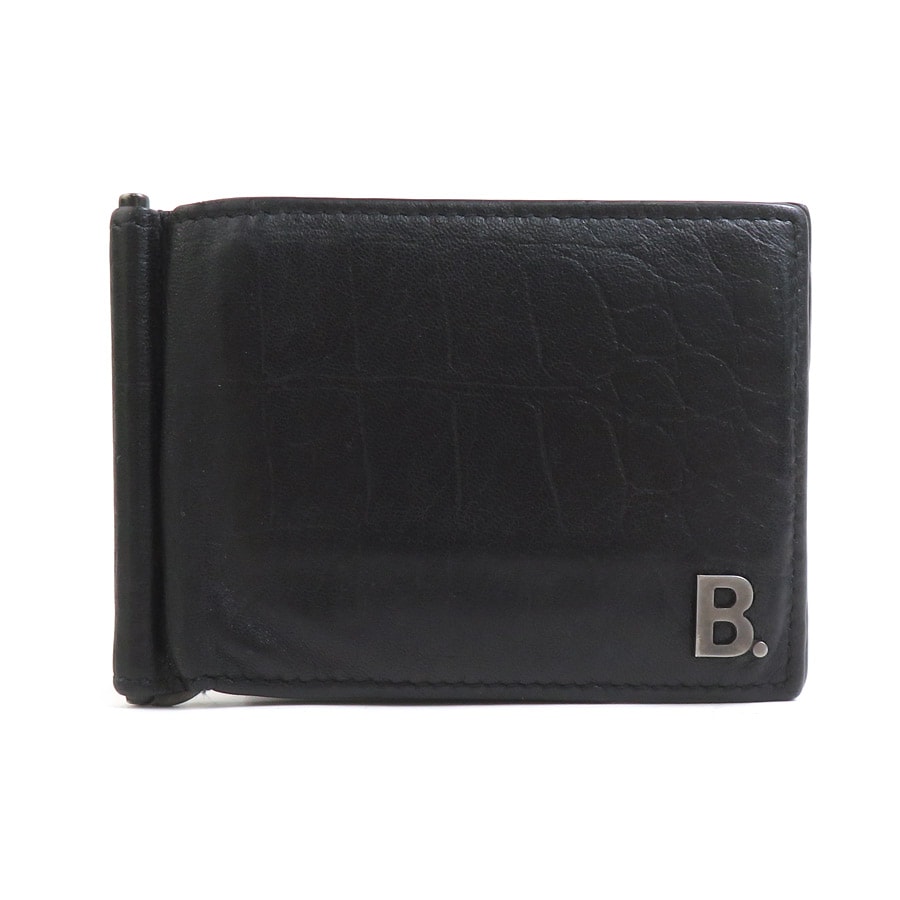 バレンシアガ BALENCIAGA 札入れ レザー ブラック メンズ 601346【中古】 r10611a