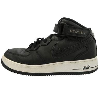 NIKE ナイキ STUSSY ステューシー 22SS DJ7840-001 × STUSSY Air Force 1 Mid Black ステューシー エアフォース ミッド ブラック スニーカー ブラック系 25cm【中古】