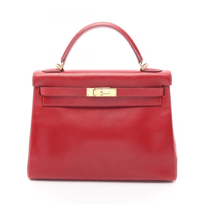 エルメス HERMES ケリー32 内縫い 2WAY ハンドバッグ バッグ レザー ヴォータデラクト □F刻印(2002年製造) レディース レッド系 【中古】