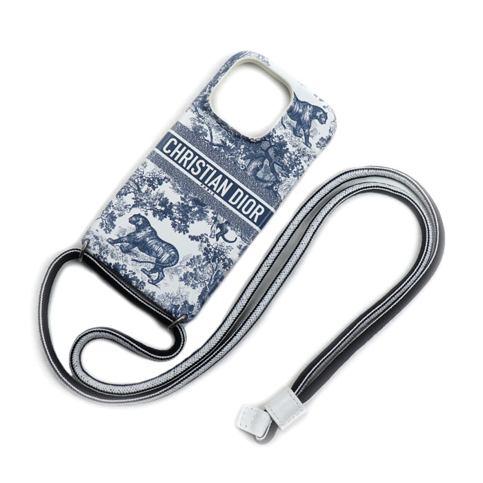 Dior ディオール DIORTRAVEL IPHONE 14 PRO iPhoneケース アニマル トワル・ドゥ・ジュイ ネイビー/ホワイト S8057VSTJ レディース【中古】