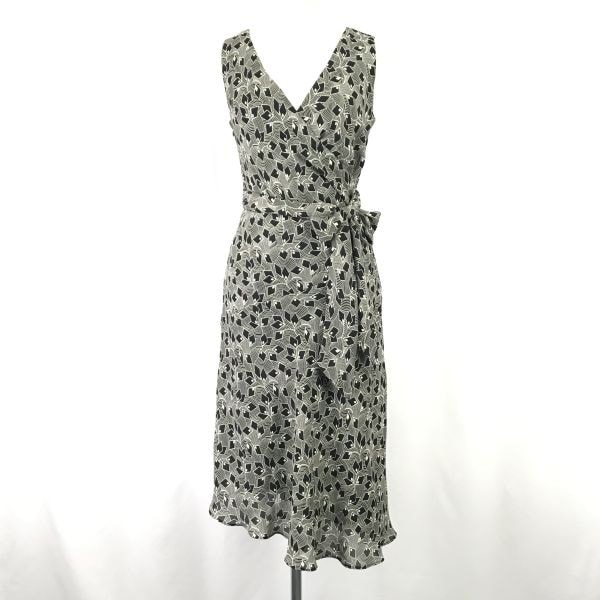 CKカルバンクライン/Calvin Kiein★ノースリーブワンピース/ドレス【size-4/フォーマル/グレー系/総柄/膝下ロング】Tops/dress◆cBH685