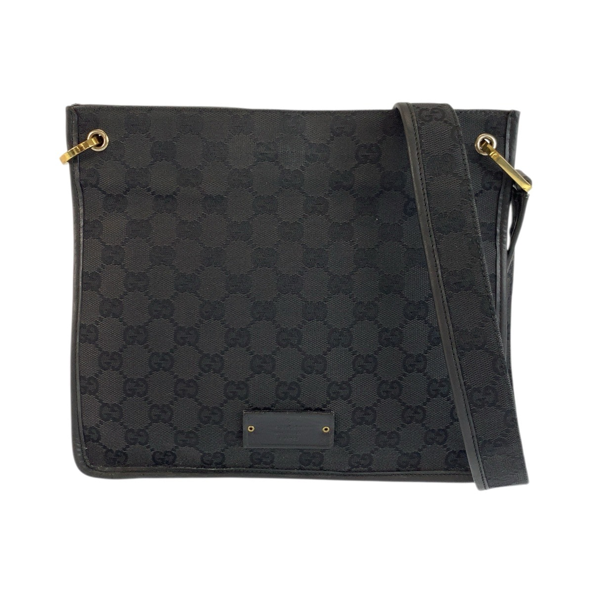 GUCCI グッチ ブラック 黒 ゴールド金具 GGキャンバス レザー/ ショルダーバッグ メッセンジャーバッグ 601658 【中古】