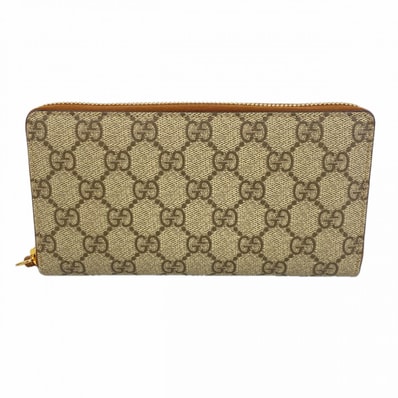 【6dc2739-k】グッチ 長財布 GGスプリーム 410102 PVC ブラウン ゴールド金具【中古】レディース