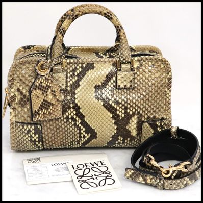 ロエベ AMAZONA23 2way ハンドバッグ ショルダーバッグ パイソン