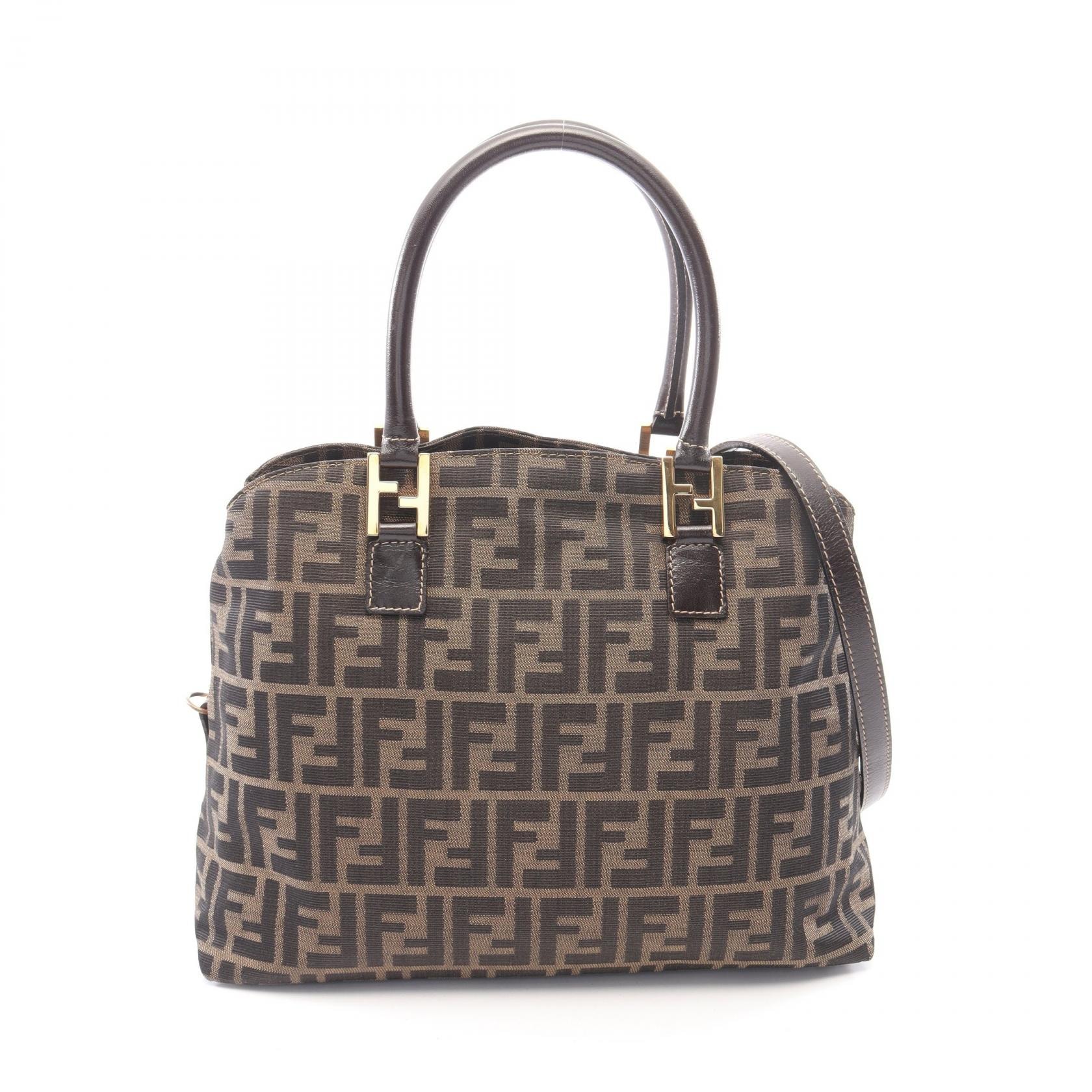 フェンディ FENDI ズッカ 2WAY ハンドバッグ バッグ キャンバス レザー レディース ブラウン系 83149681981 【中古】