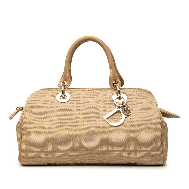 ディオール カナージュ ハンドバッグ ベージュ キャンバス レザー レディース Dior 中古
