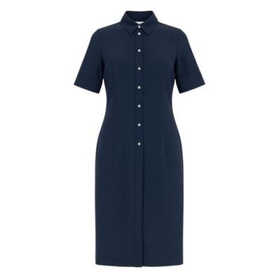 JIL SANDER ジルサンダー シャツワンピース ロングワンピース 半袖 ネイビー コットン シルク/ ワンピース A3-00083 【中古】