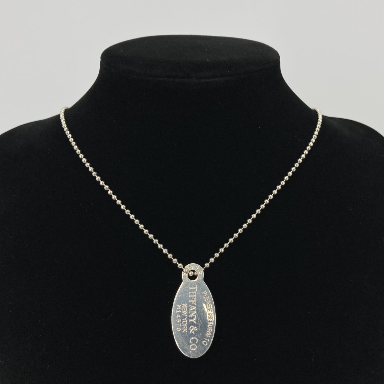 TIFFANY&Co.(ティファニー) リターントゥオーバルタグ ロングボールチェーン Ag925 ネックレス 26.58g シルバー