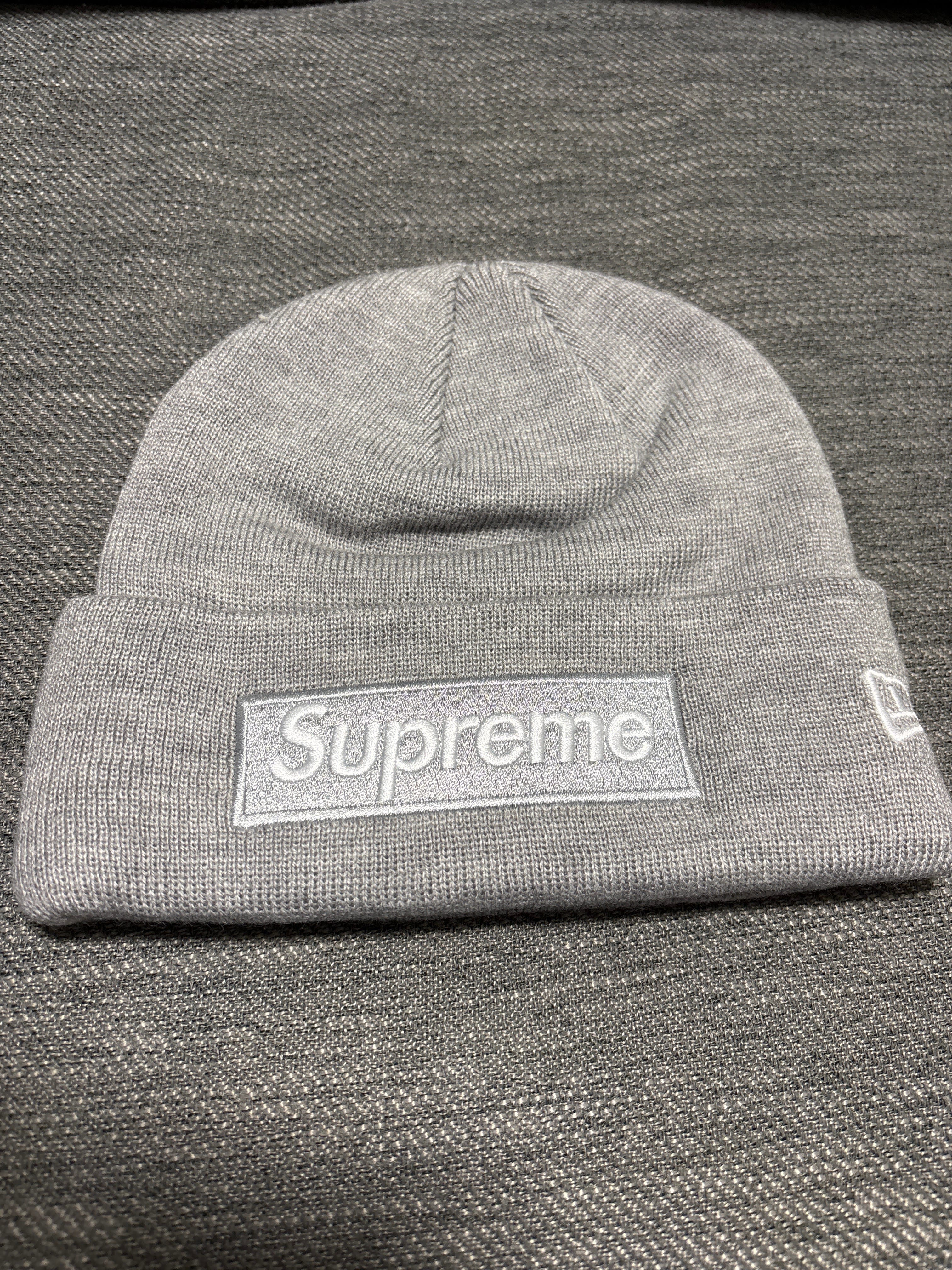 Supreme New Era Box Logo Beanie "Heather Grey" (24FW)
